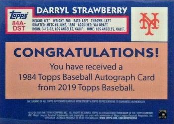 2019 Topps - 1984 Topps Baseball 35th Anniversary Autographs #84A-DST Darryl Strawberry Back
