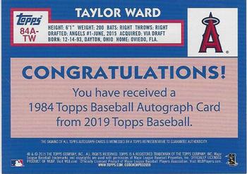 2019 Topps - 1984 Topps Baseball 35th Anniversary Autographs #84A-TW Taylor Ward Back