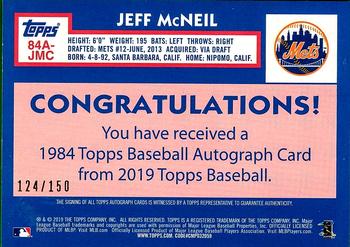 2019 Topps - 1984 Topps Baseball 35th Anniversary Autographs 150th Anniversary #84A-JMC Jeff McNeil Back