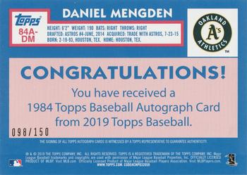 2019 Topps - 1984 Topps Baseball 35th Anniversary Autographs 150th Anniversary #84A-DM Daniel Mengden Back
