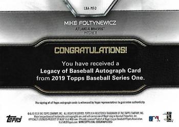 2019 Topps - Legacy of Baseball Autographs #LBA-MFO Mike Foltynewicz Back