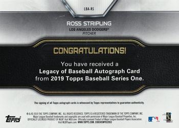 2019 Topps - Legacy of Baseball Autographs #LBA-RS Ross Stripling Back
