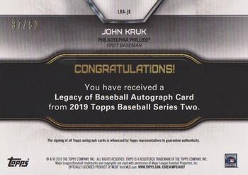 2019 Topps - Legacy of Baseball Autographs Gold #LBA-JK John Kruk Back