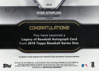 2019 Topps - Legacy of Baseball Autographs Red #LBA-RS Ross Stripling Back