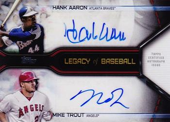 2019 Topps - Legacy of Baseball Dual Autographs #LBDA-HM Hank Aaron / Mike Trout Front