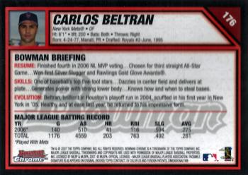2007 Bowman Chrome #176 Carlos Beltran Back