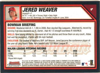 2007 Bowman Chrome #4 Jered Weaver Back