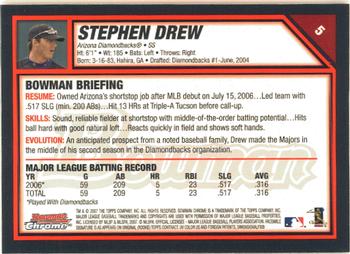 2007 Bowman Chrome #5 Stephen Drew Back