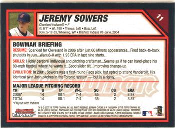 2007 Bowman Chrome #11 Jeremy Sowers Back