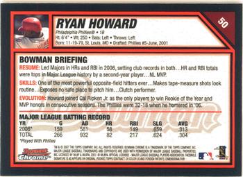 2007 Bowman Chrome #50 Ryan Howard Back