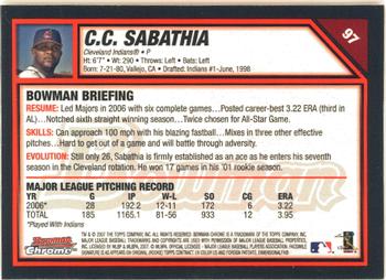 2007 Bowman Chrome #97 C.C. Sabathia Back