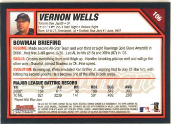 2007 Bowman Chrome #106 Vernon Wells Back