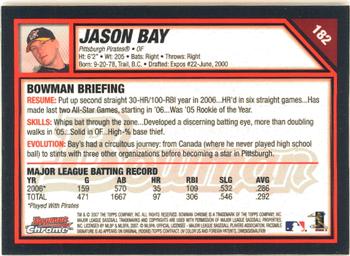 2007 Bowman Chrome #182 Jason Bay Back