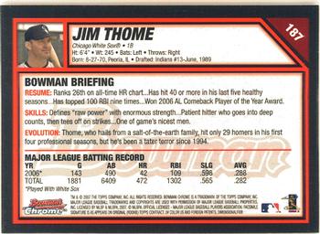 2007 Bowman Chrome #187 Jim Thome Back
