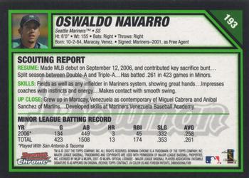 2007 Bowman Chrome #193 Oswaldo Navarro Back