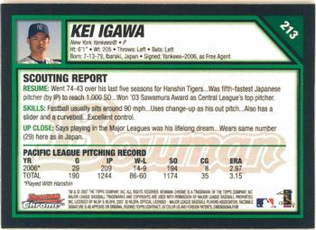 2007 Bowman Chrome #213 Kei Igawa Back
