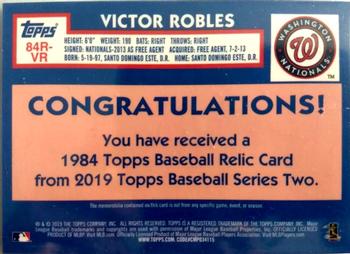 2019 Topps - 1984 Topps Baseball 35th Anniversary Relics #84R-VR Victor Robles Back