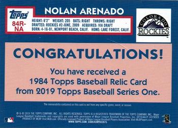 2019 Topps - 1984 Topps Baseball 35th Anniversary Relics Red #84R-NA Nolan Arenado Back