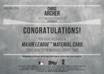 2019 Topps - Major League Material Relics #MLM-CA Chris Archer Back