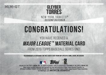 2019 Topps - Major League Material Relics Gold #MLM-GT Gleyber Torres Back