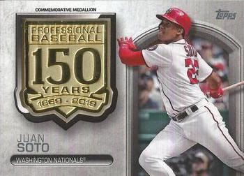 2019 Topps - 150th Anniversary Commemorative Medallions (Series One) #AMM-JS Juan Soto Front