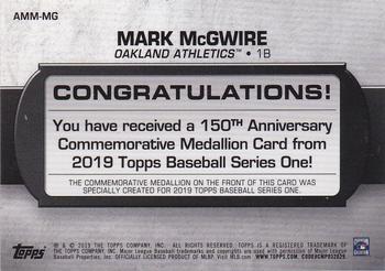 2019 Topps - 150th Anniversary Commemorative Medallions (Series One) #AMM-MG Mark McGwire Back