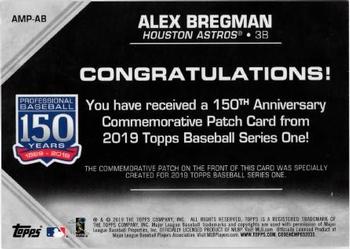 2019 Topps - 150th Anniversary Commemorative Patches (Series One) #AMP-AB Alex Bregman Back