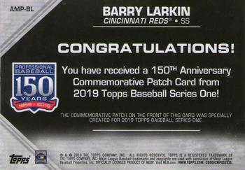 2019 Topps - 150th Anniversary Commemorative Patches (Series One) #AMP-BL Barry Larkin Back