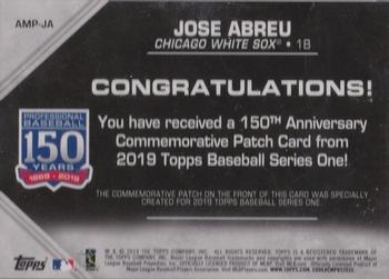 2019 Topps - 150th Anniversary Commemorative Patches (Series One) #AMP-JA Jose Abreu Back