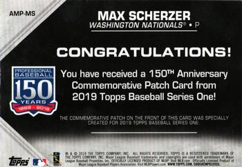 2019 Topps - 150th Anniversary Commemorative Patches (Series One) #AMP-MS Max Scherzer Back