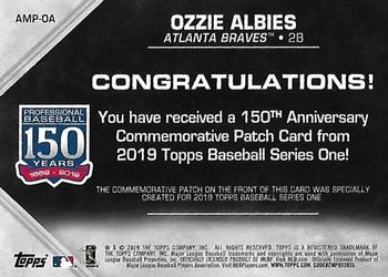 2019 Topps - 150th Anniversary Commemorative Patches (Series One) #AMP-OA Ozzie Albies Back