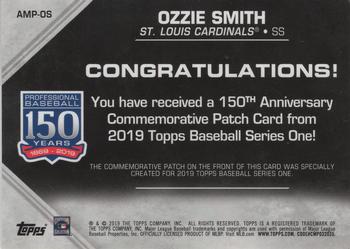 2019 Topps - 150th Anniversary Commemorative Patches (Series One) #AMP-OS Ozzie Smith Back
