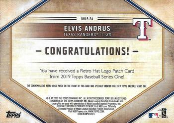 2019 Topps - Retro Hat Manufactured Logo Patches #RHLP-EA Elvis Andrus Back