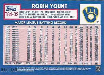 2019 Topps - 1984 Topps Baseball 35th Anniversary 150th Anniversary #T84-32 Robin Yount Back