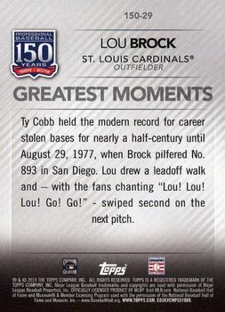 2019 Topps - 150 Years of Professional Baseball #150-29 Lou Brock Back