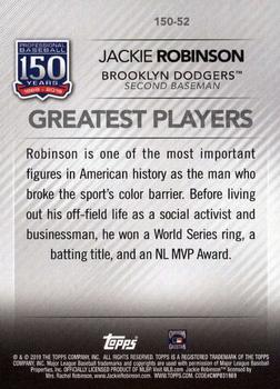 2019 Topps - 150 Years of Professional Baseball #150-52 Jackie Robinson Back