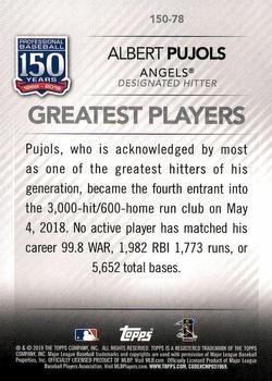 2019 Topps - 150 Years of Professional Baseball #150-78 Albert Pujols Back