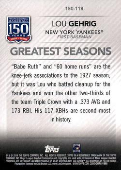2019 Topps - 150 Years of Professional Baseball #150-118 Lou Gehrig Back