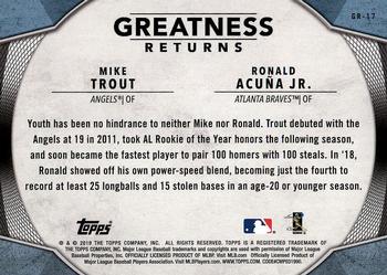 2019 Topps - Greatness Returns #GR-17 Mike Trout / Ronald Acuna Jr. Back
