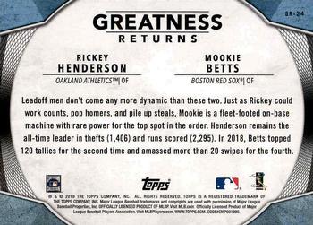 2019 Topps - Greatness Returns #GR-24 Rickey Henderson / Mookie Betts Back