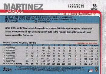 2019 Topps - Gold #58 Carlos Martinez Back