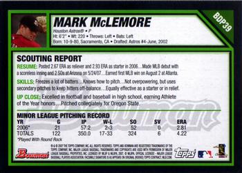 2007 Bowman Draft Picks & Prospects #BDP39 Mark McLemore Back