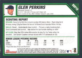 2007 Bowman Draft Picks & Prospects #BDP10 Glen Perkins Back