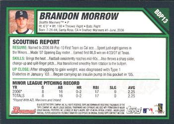 2007 Bowman Draft Picks & Prospects #BDP13 Brandon Morrow Back