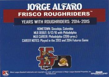 2018 Grandstand Frisco RoughRiders Dream Team #NNO Jorge Alfaro Back
