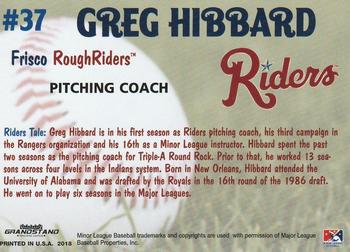 2018 Grandstand Frisco RoughRiders #NNO Greg Hibbard Back