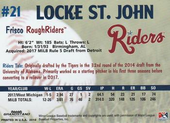2018 Grandstand Frisco RoughRiders #NNO Locke St. John Back