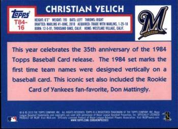 2019 Topps - 1984 Topps Baseball 35th Anniversary Chrome Silver Pack (Series One) #T84-16 Christian Yelich Back
