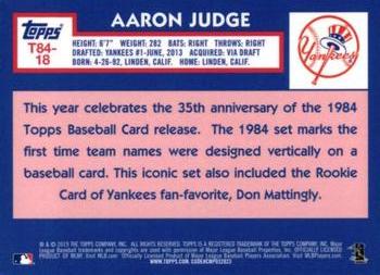 2019 Topps - 1984 Topps Baseball 35th Anniversary Chrome Silver Pack (Series One) #T84-18 Aaron Judge Back
