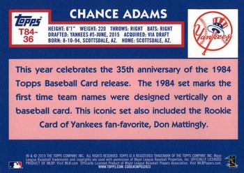 2019 Topps - 1984 Topps Baseball 35th Anniversary Chrome Silver Pack (Series One) #T84-36 Chance Adams Back